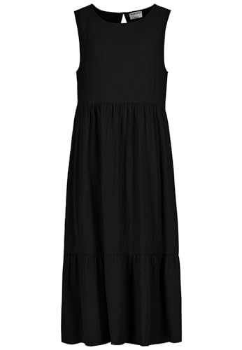 Fresh Made Damen Sommerkleid ärmellos mit Rundhalsausschnitt und Rüschen Saum, Farben:Schwarz-3, Größe:S von Fresh Made
