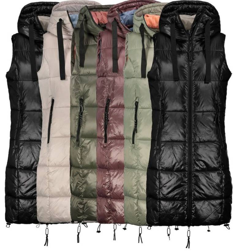 Fresh Made Steppweste Lange Stepp weste Kapuze Übergangs Herbst Frühlings Weste Windbreaker von Fresh Made