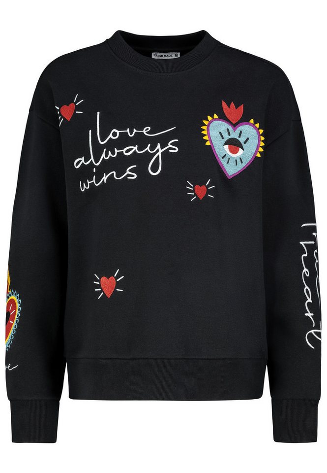 Fresh Made Sweatshirt Damen Pullover langarm bestickt Sweater, Sweatpullover Fresh Made Sweatshirt Damen Pullover langarm bestickt Sweater, Sweatpullover von Fresh Made