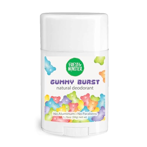 Fresh Monster Natürliches Deodorant Für Kinder Und Jugendliche Aluminiumfrei, Parabenfrei, Hypoallergen | Gummiartiger Burst-Duft (1,76 Unzen) von Fresh Monster