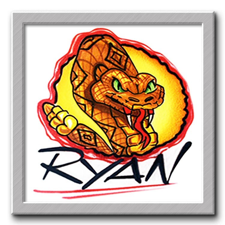 Airbrush T-Shirt - Coole Schlange Ihr Name/Wort Airbrushed Klapperschlange von FreshAirShirts