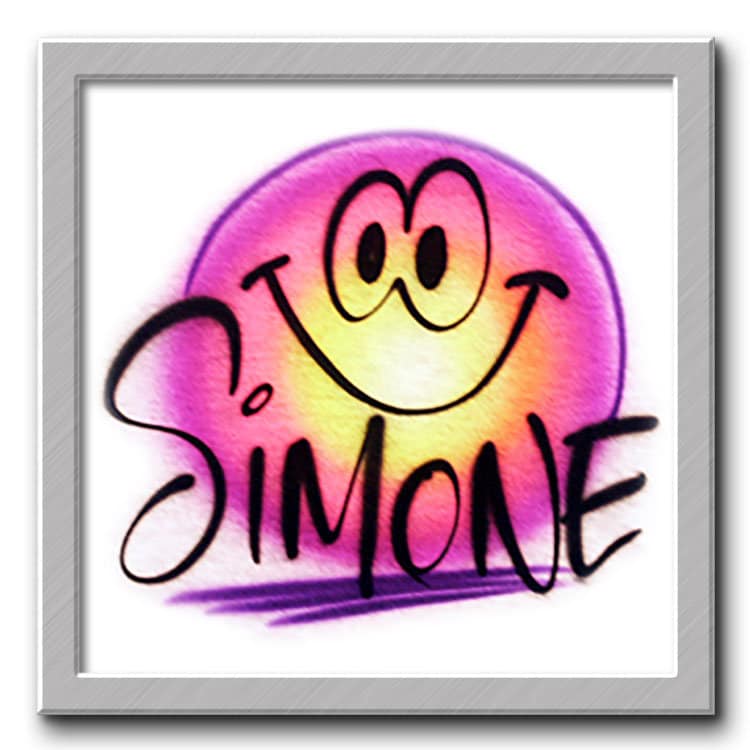 Airbrush T-Shirt - Emoji Name Wort Neuheit T-Shirt Personalisiert Geschenk Individuell von FreshAirShirts