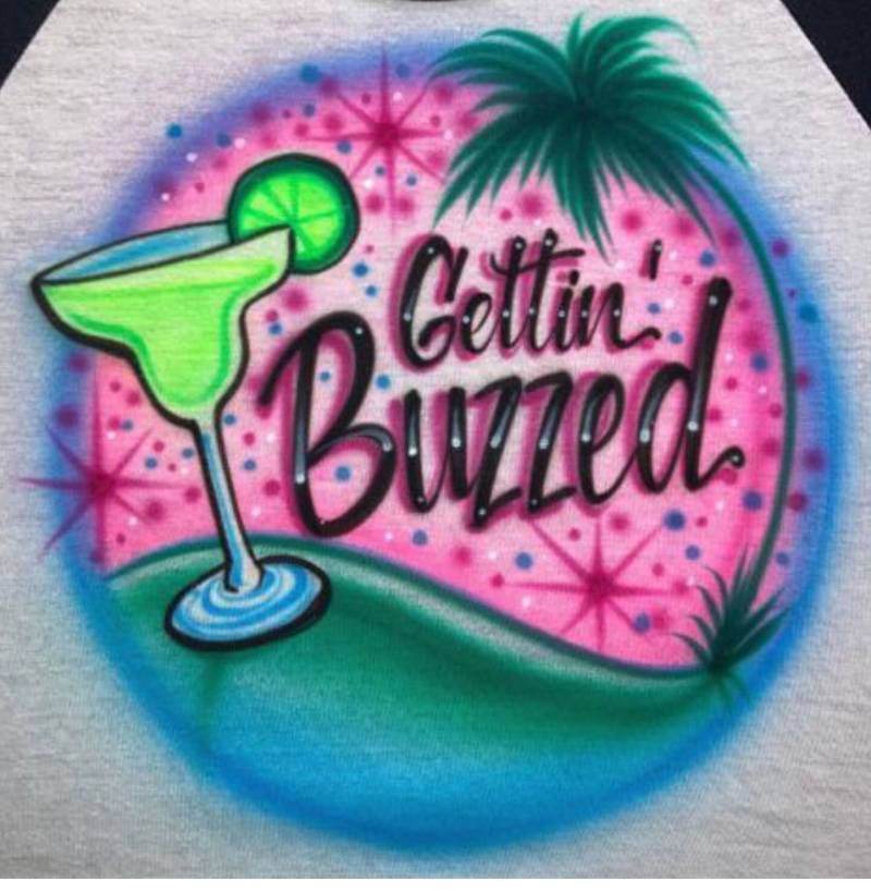 Airbrush T-Shirt - Erste Buzzed Margarita Palme von FreshAirShirts