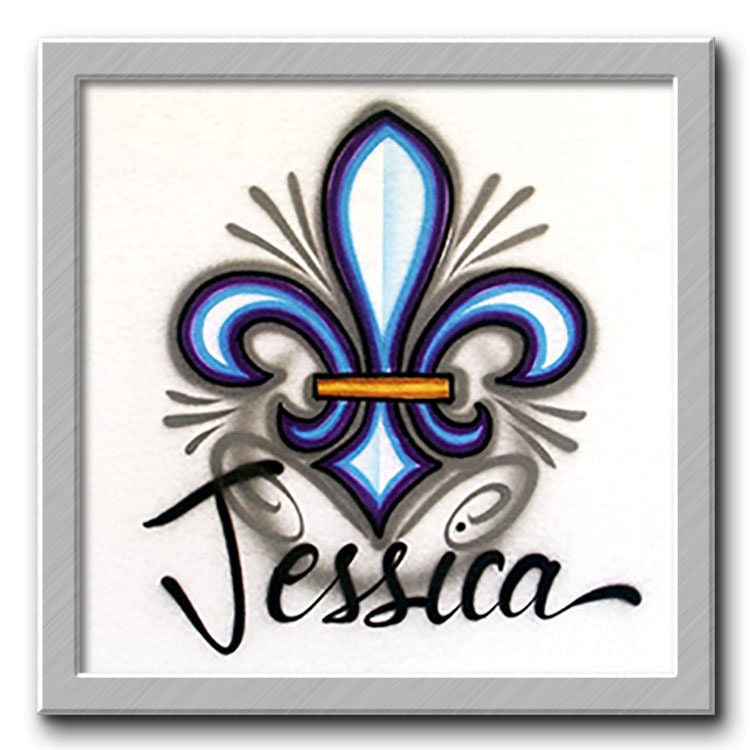 Airbrush T-Shirt Fleur De Lis Dein Name Du Wählst Eine Farbe von FreshAirShirts