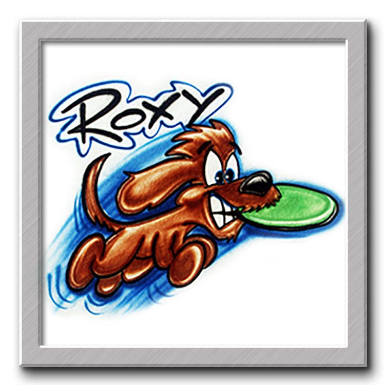 Airbrush T-Shirt - Frisbee Hund Name Personalisiert Individuelles Geschenk von FreshAirShirts