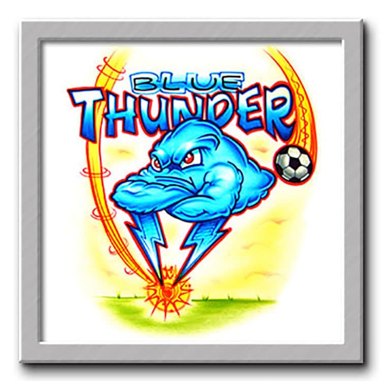 Airbrush T-Shirt - Fußball Blue Thunder Personalisiertes Geschenk Individuelles Airbrush T-Shirt - Fußball Blue Thunder Personalisiertes Geschenk Individuelles von FreshAirShirts