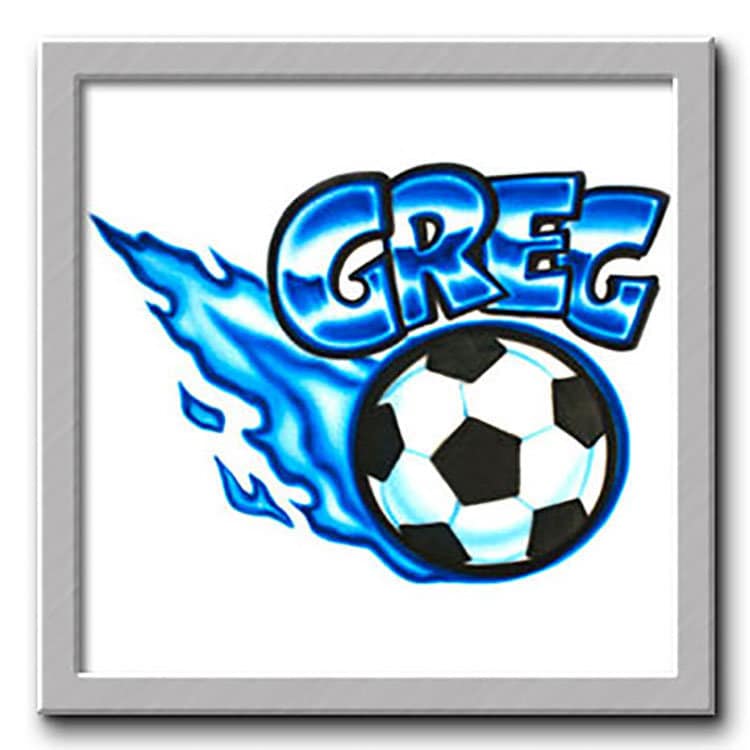 Airbrush T-Shirt - Fußball Flamme Feuer Dein Name Sport Personalisiert von FreshAirShirts