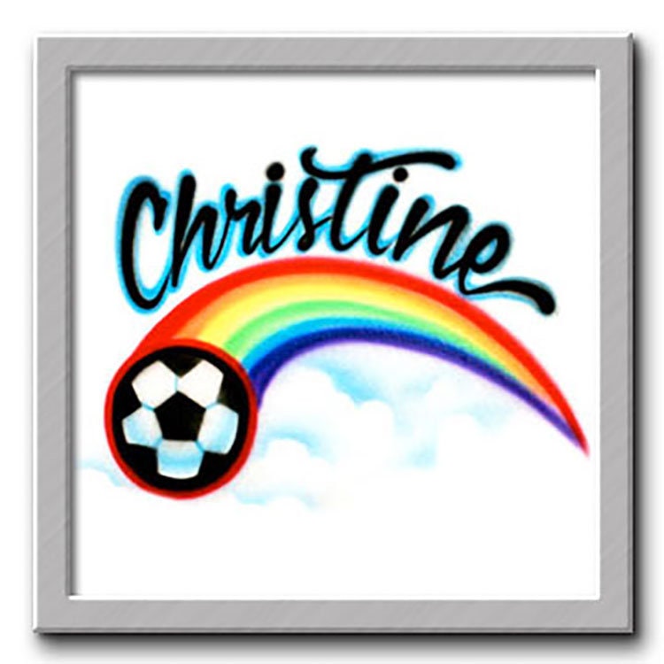 Airbrush T-Shirt - Fußball Regenbogen Ihr Name Personalisiert Geschenk von FreshAirShirts
