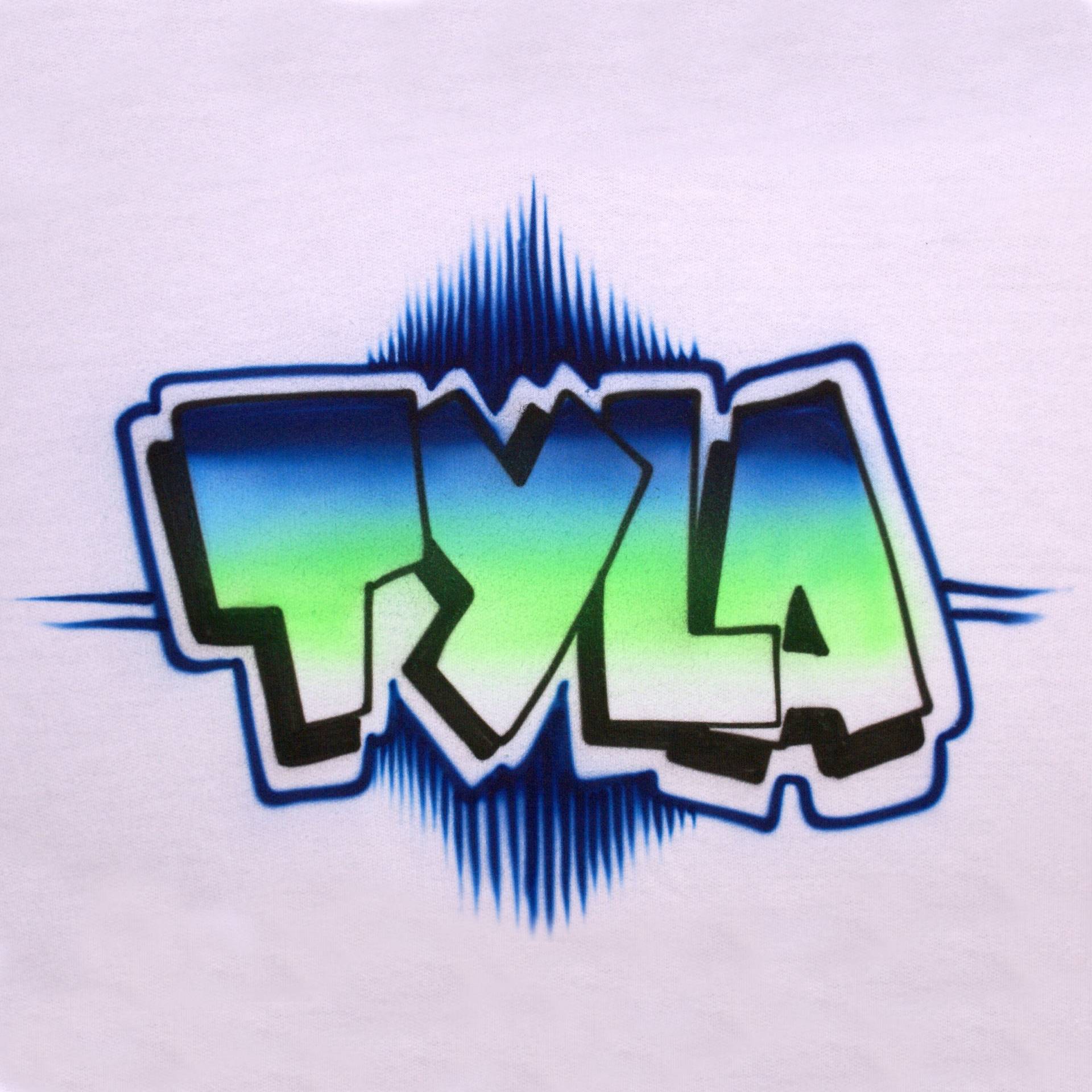 Airbrush T-Shirt - Graffiti Druckbuchstaben Personalisiert Name von FreshAirShirts