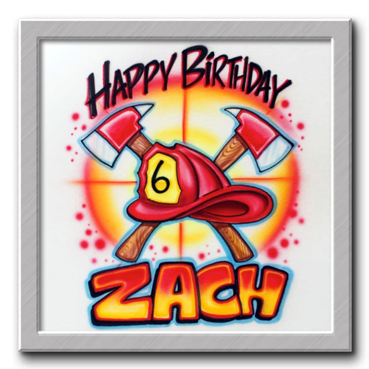 Airbrush T-Shirt Happy Birthday Feuerwehrmann Airbrush T-Shirt Happy Birthday Feuerwehrmann von FreshAirShirts