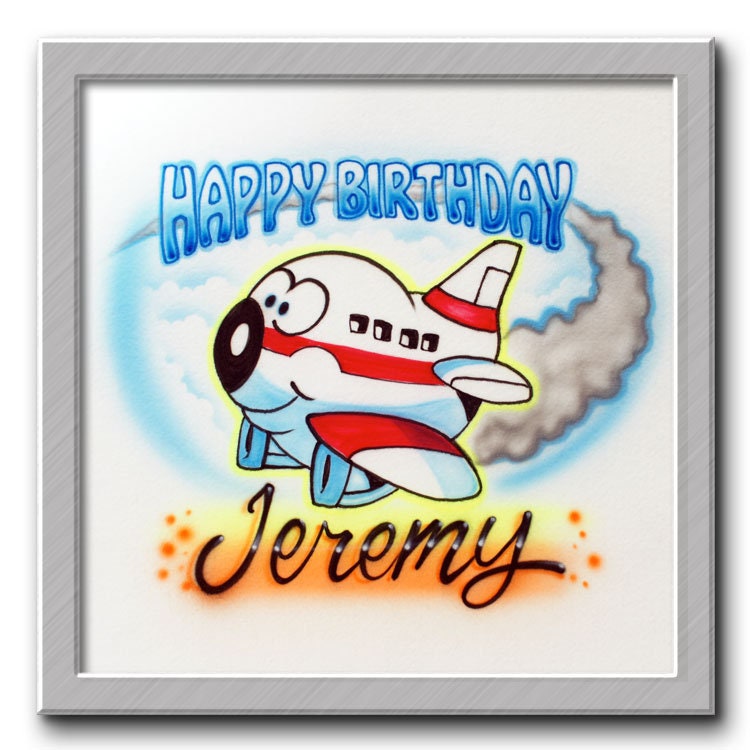Airbrush T-Shirt Happy Birthday Flugzeug von FreshAirShirts