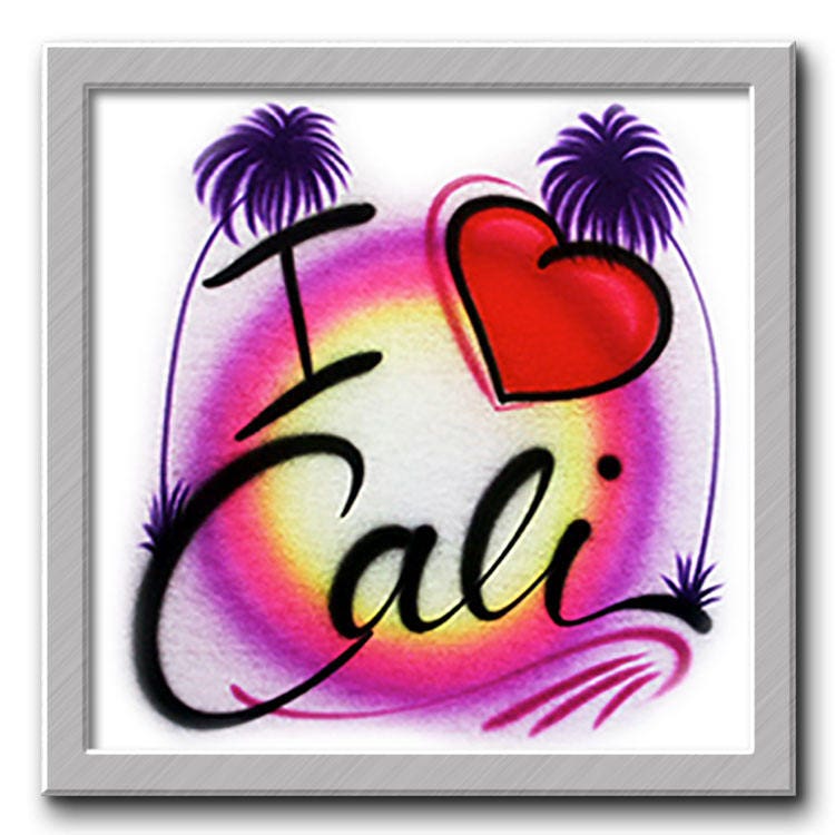 Airbrush T-Shirt I Herz Cali Deine Name/Dein Wort von FreshAirShirts