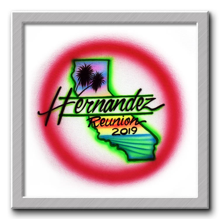 Airbrush T-Shirt Kalifornien Familientreffen Dein Name von FreshAirShirts