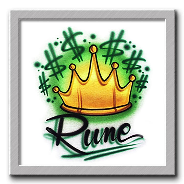 Airbrush T-Shirt Krone Mit Grün Ihr Name Sie Wählen Farbe von FreshAirShirts