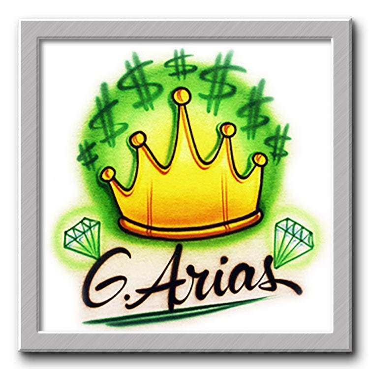 Airbrush T-Shirt Krone Und Diamanten Ihr Name Farbe Wählbar Airbrush T-Shirt Krone Und Diamanten Ihr Name Farbe Wählbar von FreshAirShirts