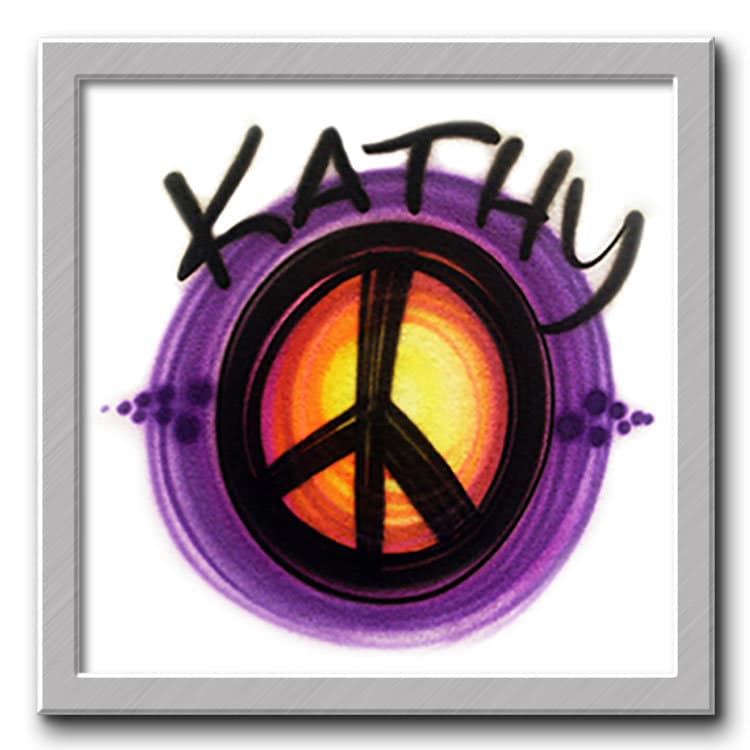 Airbrush T-Shirt Peace Zeichen Ihr Name Sie Wählen Eine Farbe von FreshAirShirts