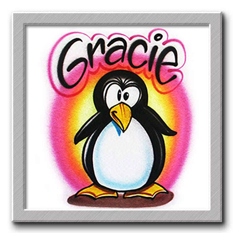 Airbrush T-Shirt Pinguin Deine Name/Wort Airbrush T-Shirt Pinguin Deine Name/Wort von FreshAirShirts