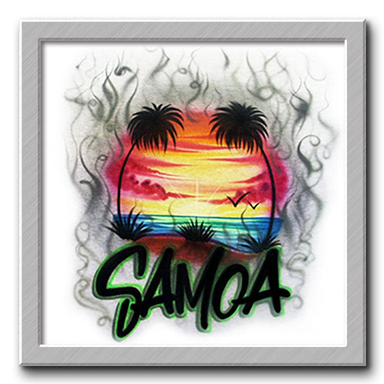 Airbrush T-Shirt - Samoa Strandszene Sonnenuntergang Personalisiert Individuell Geschenk -Airbrush von FreshAirShirts