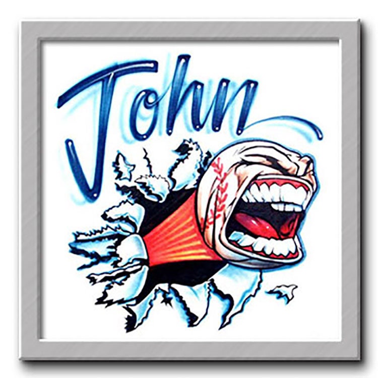 Airbrush T-Shirt Screaming Baseball Oder Softball Sie Wählen Name/Wort von FreshAirShirts