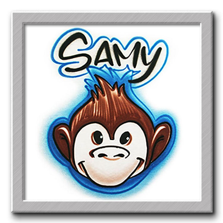 Airbrush T-Shirt Süßer Affe Name/Wort von FreshAirShirts