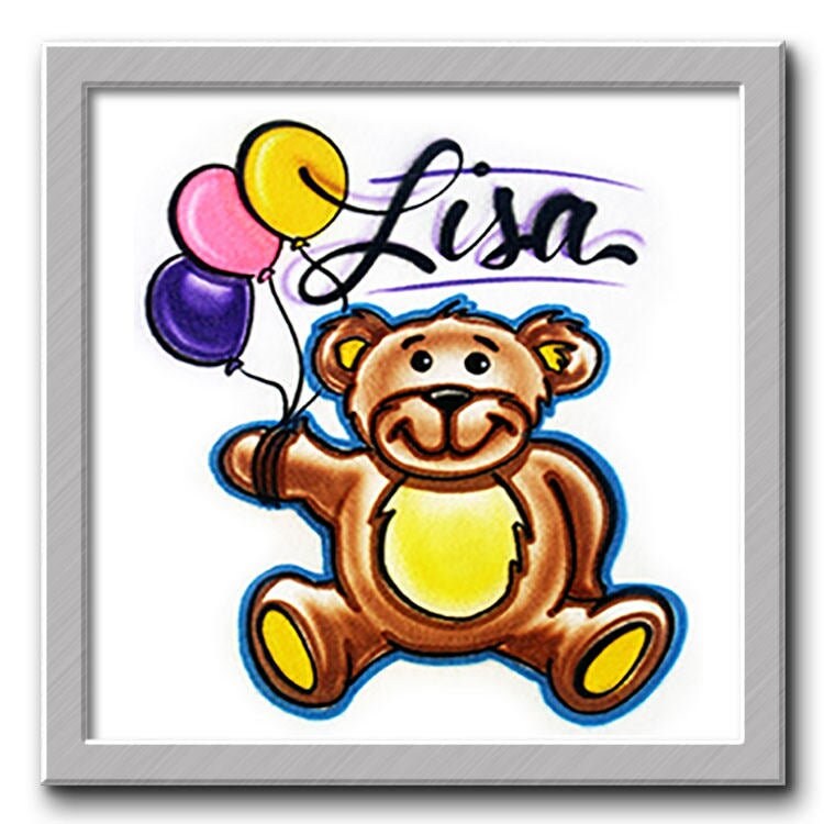 Airbrush T-Shirt Teddy Mit Luftballons Ihre Name/Wort von FreshAirShirts