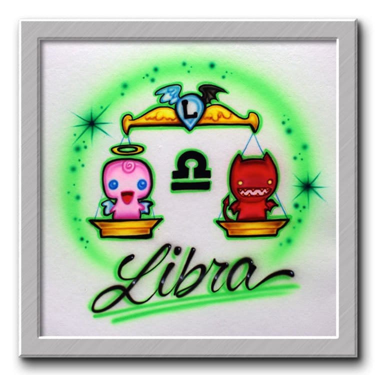 Airbrush T-Shirt Waage Sternzeichen von FreshAirShirts