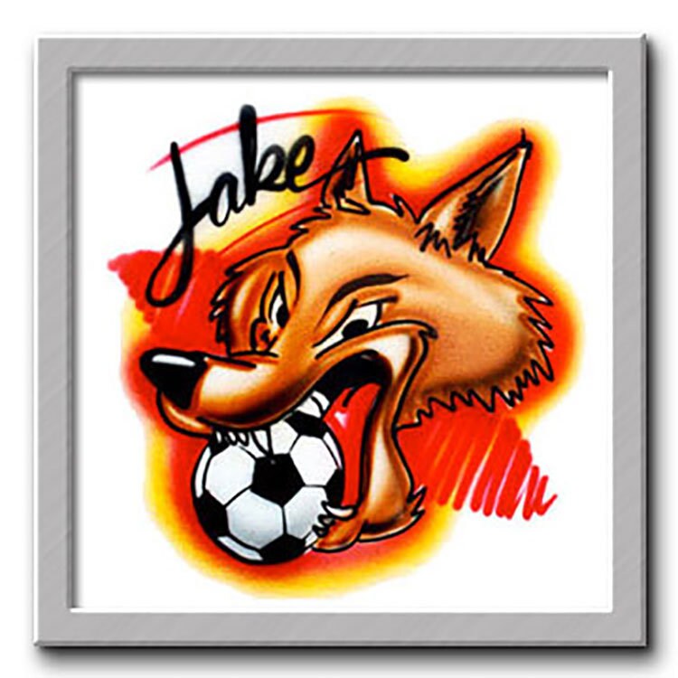 Airbrush T-Shirt - Wolf Fußball Ihr Name Personalisiert Geschenk -Individuell von FreshAirShirts