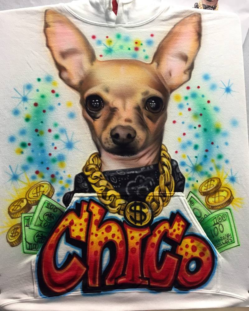Airbrushed Hoodie Pet Portrait Mit Bling Farben Wählbar Airbrushed Hoodie Pet Portrait Mit Bling Farben Wählbar von FreshAirShirts