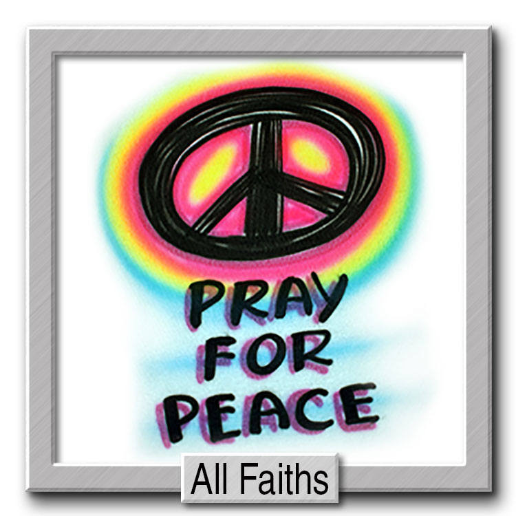 Airbrushed "Pray For Peace" Design Benutzerdefiniertes T-Shirt Ihr Name Sie Wählen Eine Farbe von FreshAirShirts