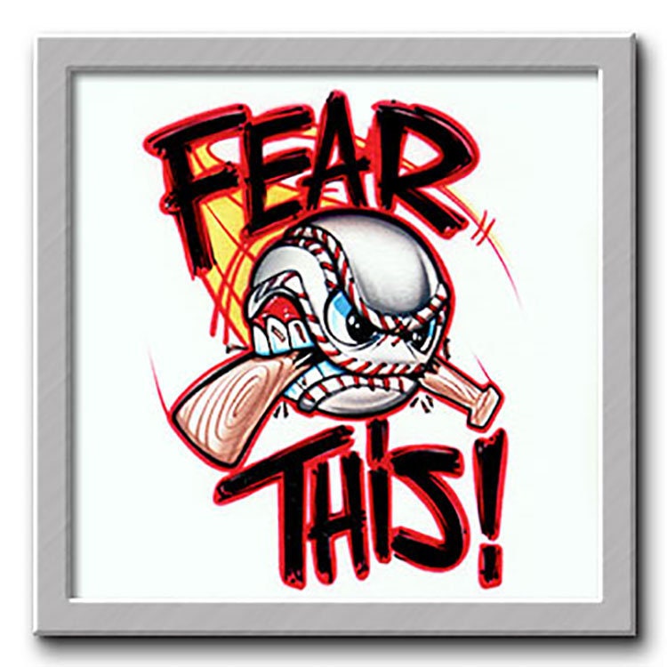 Airbrushed T-Shirt Dein Name Baseball Fledermaus Personalisieren Fear This von FreshAirShirts