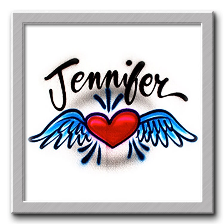 Airbrushed T-Shirt Herz Flügel Dein Name Du Wählst Eine Farbe von FreshAirShirts