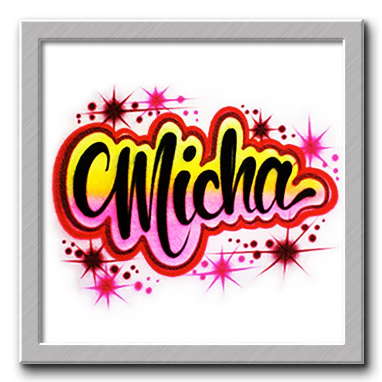 Airbrushed T-Shirt Name Wort Mit Umriss Sie Wählen Farbe | N von FreshAirShirts