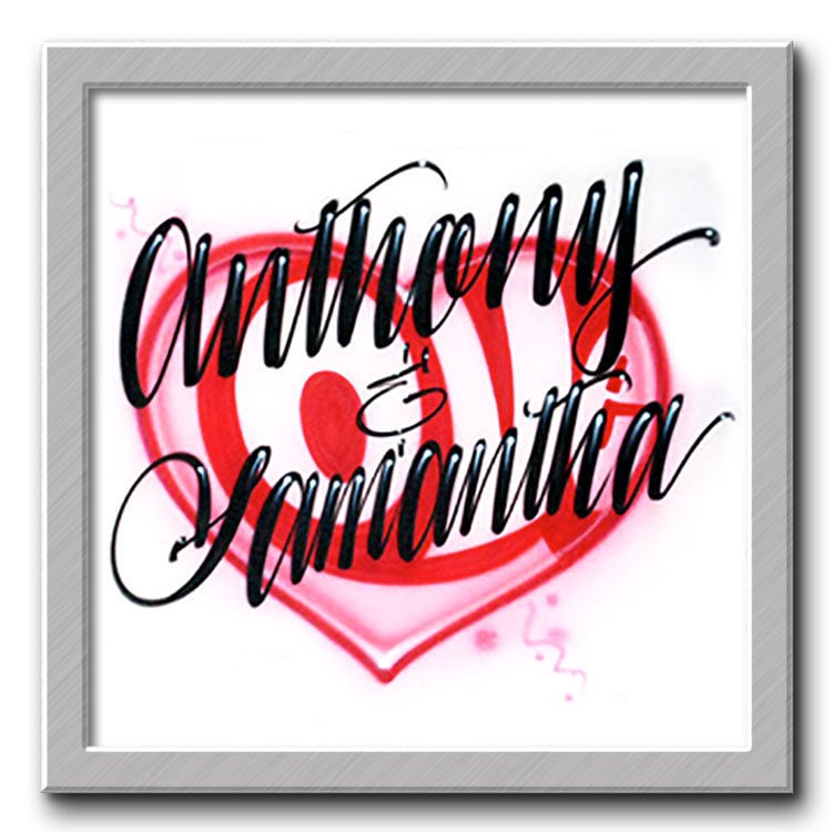 Airbrushed T-Shirt Paare Liebe Herz Ihre Namen von FreshAirShirts