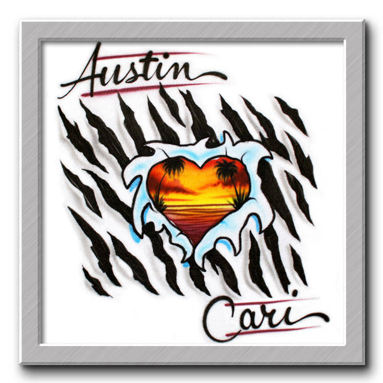 Airbrushed T-Shirt Paare Strandszene Ripped von FreshAirShirts