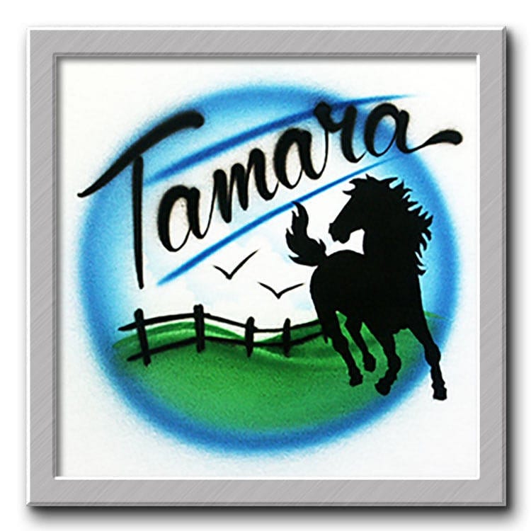 Airbrushed T-Shirt Pferd Zaun Ihre Name/Wort Airbrushed T-Shirt Pferd Zaun Ihre Name/Wort von FreshAirShirts