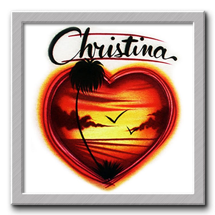 Airbrushed T-Shirt Sonnenuntergang Am Strand Ihre Name/Wort von FreshAirShirts