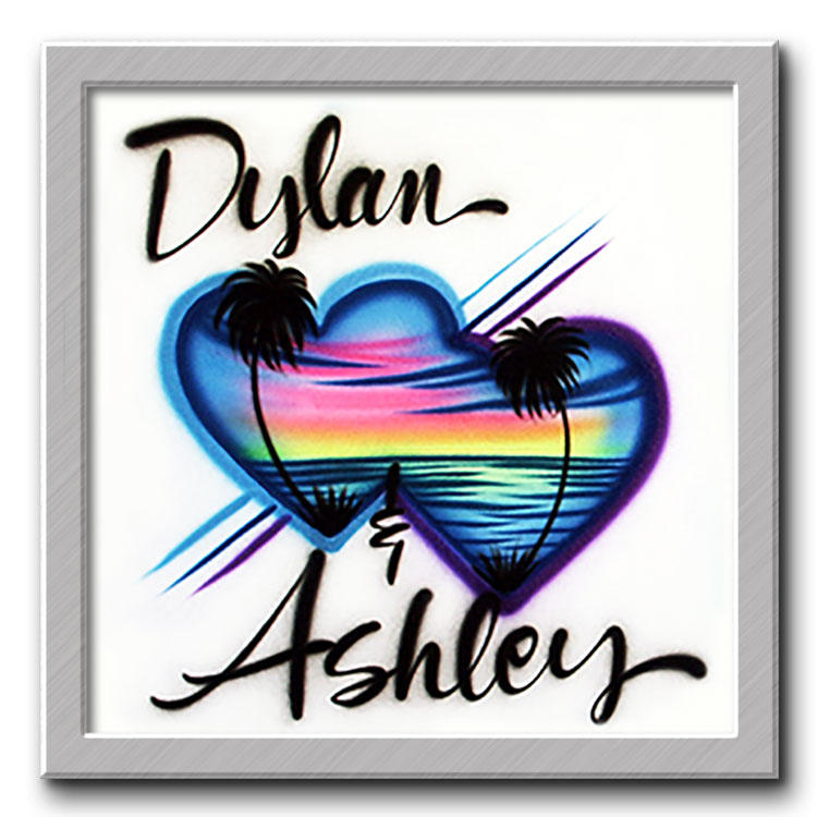 Airbrushed T-Shirt Strand Herz Deine Namen von FreshAirShirts