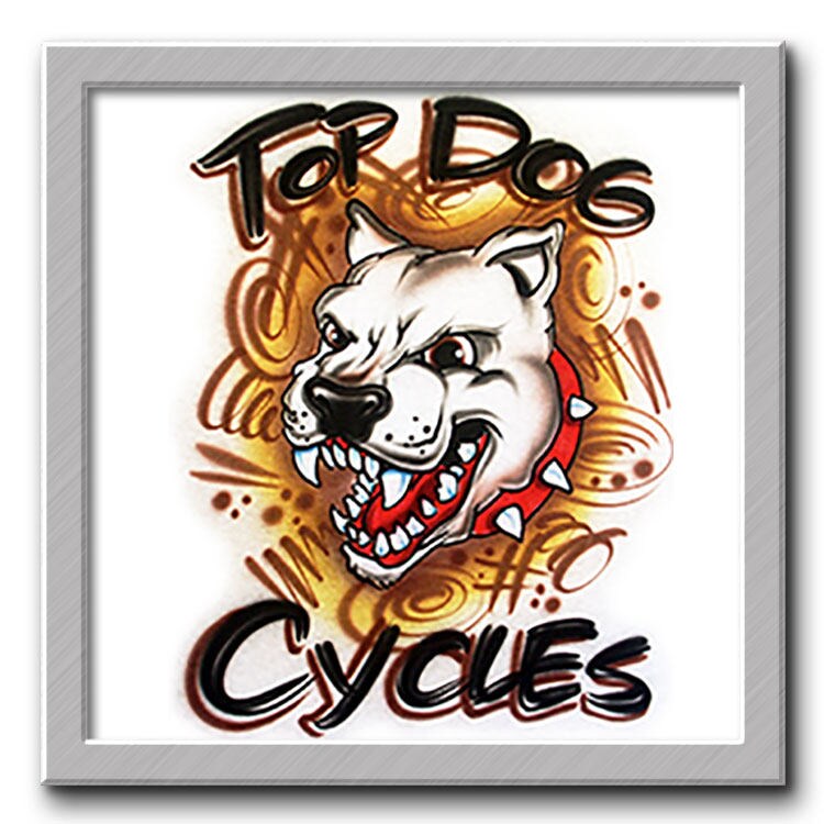 Airbrushed T-Shirt Top Hund Ihr Name/Wortlaut von FreshAirShirts