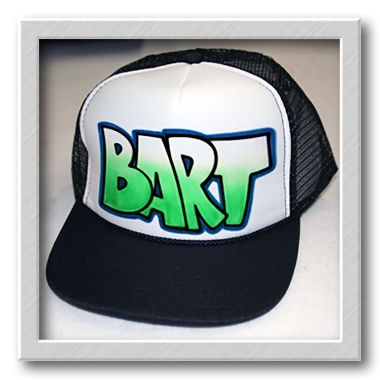Airbrushed Trucker Hat Block Name Du Wählst Die Farben von FreshAirShirts