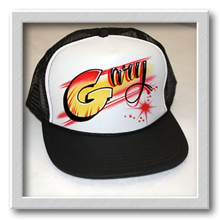 Airbrushed Trucker Hat Name Mit Stern Sie Wählen Farben von FreshAirShirts