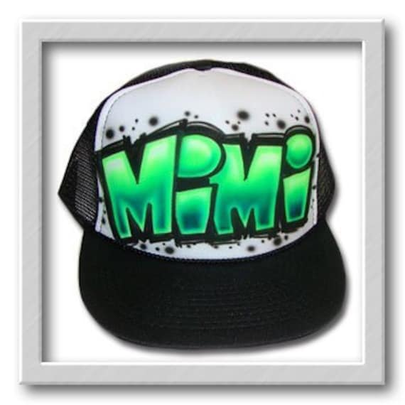 Airbrushed Trucker Hut Block Name Ein Wort von FreshAirShirts