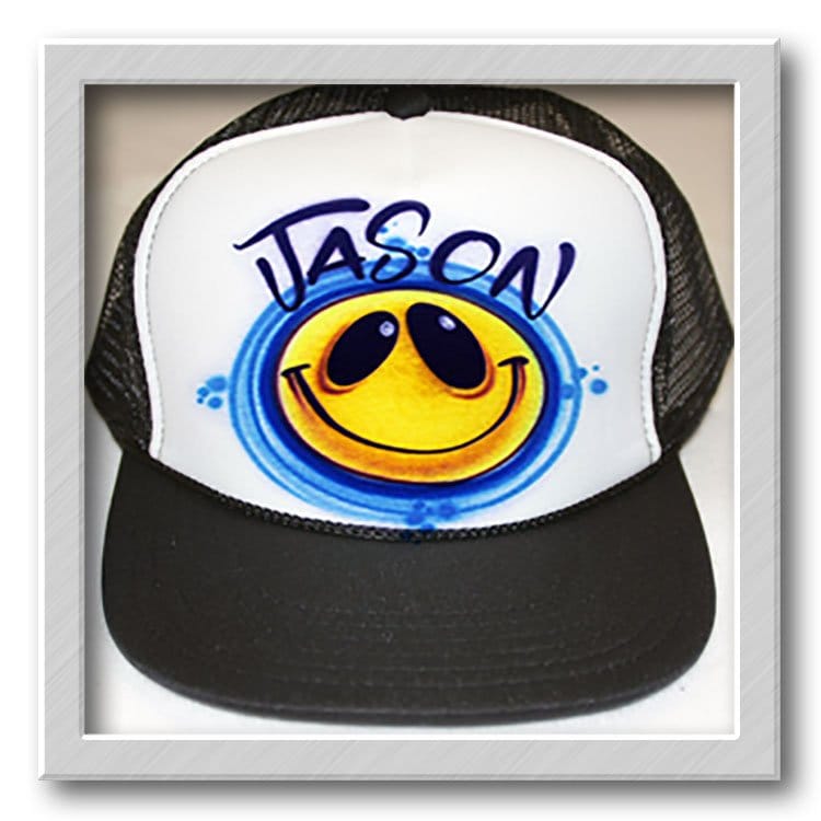 Airbrushed Trucker Mütze Emoji & Name Hut Airbrushed Trucker Mütze Emoji & Name Hut von FreshAirShirts