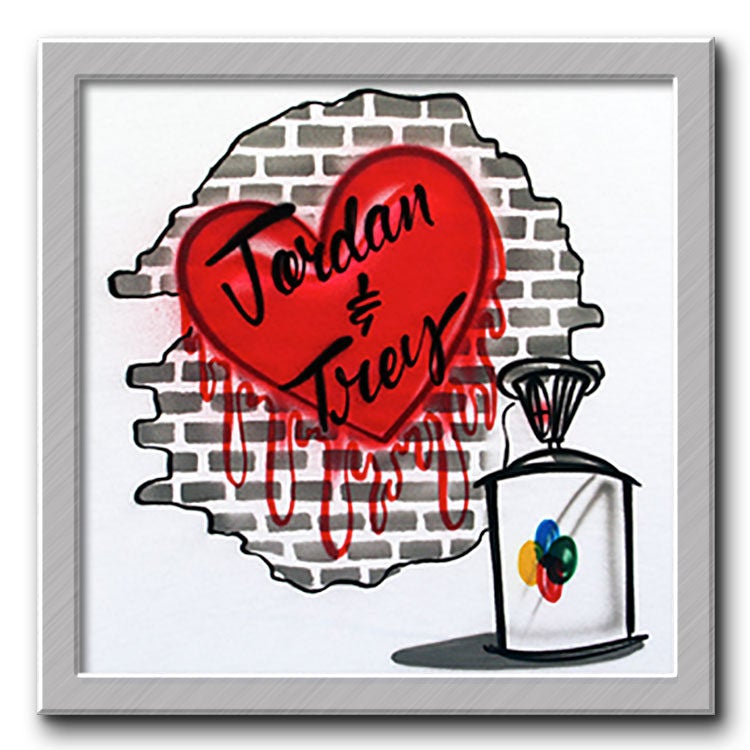 Airbrushfarbenes T-Shirt Graffiti Ziegel Herz Liebe Sprühfarbe Ihre Namen Farbwahl von FreshAirShirts