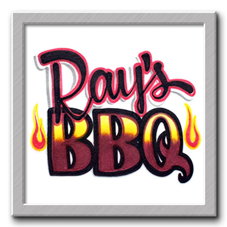Bbq Design Airbrushed T-Shirt Hoodie Dein Name Du Wählst Eine Farbe von FreshAirShirts