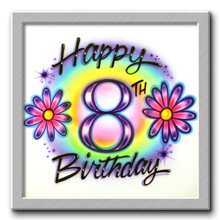 Geburtstags-Airbrush-T-Shirt Mit Blumen von FreshAirShirts