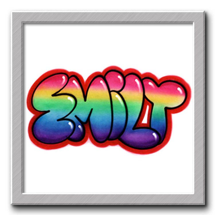 Rainbow Bubble Name Design Airbrushed T-Shirt Dein Du Wählst Eine Farbe von FreshAirShirts