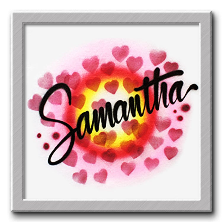 Script Name W/Hearts Design Airbrushed T-Shirt Ihr Sie Wählen Eine Farbe von FreshAirShirts