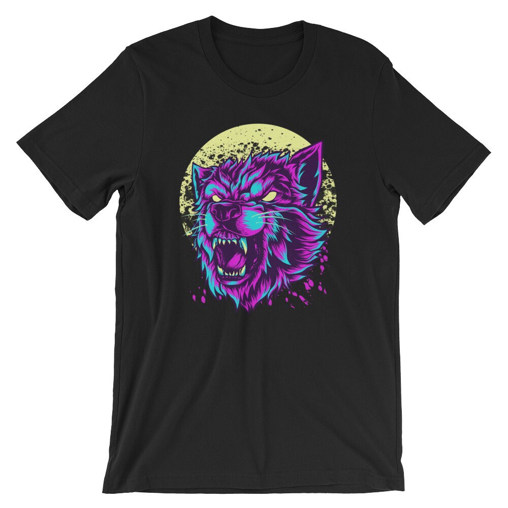 Angry Wolf T-Shirt | Vintage Retro Wölfe Tshirt Lustiger Hund Wolfskopf Geschenk Kurzärmeliges Unisex-Tshirt Niedliches Grafik-T-Shirt von FreshDressedTees