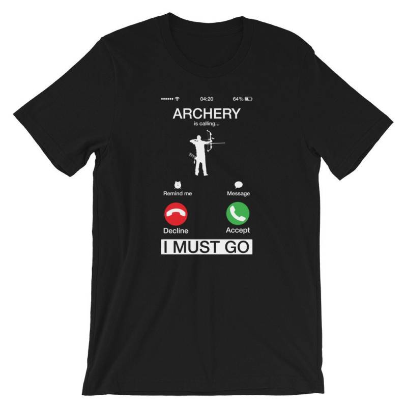 Archery Is Calling & I Must Go Shirt | Lustiges Telefon Bildschirm T-Shirt Unisex Gymnastik Humor Bogenschießen Liebhaber von FreshDressedTees