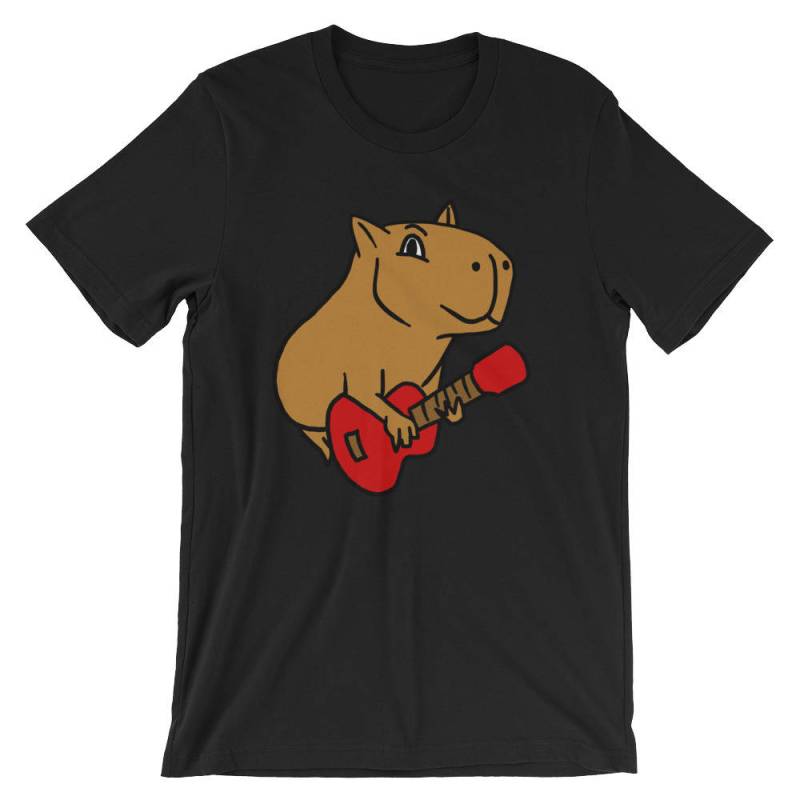 Capybara Spielt Gitarre Lustige Rock Musik Liebhaber Unisex Shirt | Gitarrist Cartoon Tierfreund Wortspiel Xmas Geschenk T-Shirt Musik-Liebhaber von FreshDressedTees